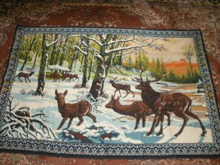 Vintage Deer Tapestry Wall Hanging 57 " X 39 1/2 " Color