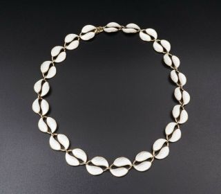 David Andersen Sterling Silver Enamel Panel Link Leaf Necklace 15.  5 " Ns1398