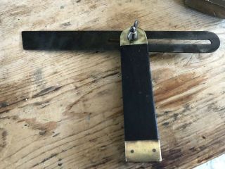 Vintage Dark Wood And Brass Bevel Square C.  H.  Butts