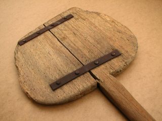 Old Antique Primitive Wooden Wood Bread Board Scoop Shovel Plate Rustic 100 Yrs