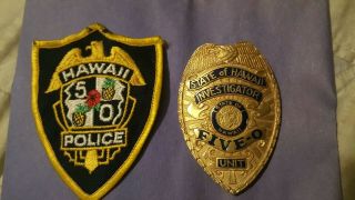 Ultra Rare Vtg Obsolete Badge Hawaii 5 0 Five - 0 Police Officer Badge & Patch