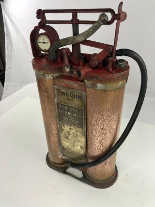 Antique American Lafrance Foamite Co.  Fire - Gun No.  4 Rare Copper And Brass