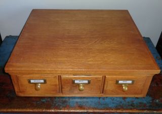 Oak 3 Drawer File Box - Library Bureau Sole Makers - AAFA - Would Hold Recipe Cards 2