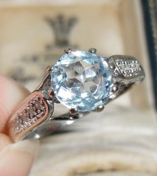 A Very Lovely Art Deco Style 1.  60ct Solitaire Aquamarine & Diamond 9ct Gold Ring