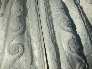 Vintage White Satin Chenille CURTAINS DRAPES - 2 Panels Pinch - Pleat 23 
