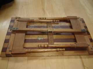 Vintage Primitive Wood Table Hand Made MINIATURE SALESMAN SAMPLE COLLAPSIBLE 3
