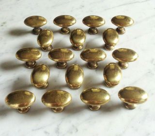 18 Vintage Oval Brass Hollow Cabinet Door Drawer Pull Knobs 1 1/2 X 1 1/8 Inch