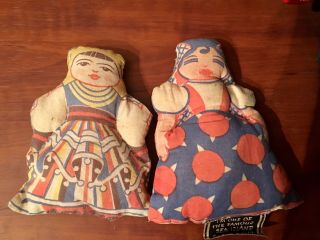 Vintage 1935 Sea Island Sugar Dolls Minka Polish Girl & Unknown Name