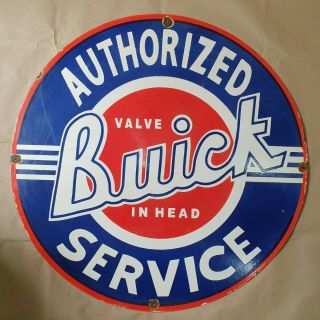 Buick Cars Authorized Service Vintage Porcelain Sign 30 Inches Round