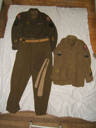 Ww2 Wwii Us U.  S.  Army Eto 7th Uniform Group Jacket Shirt Trousers Tie O/s Hat