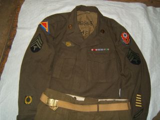 ww2 wwii us u.  s.  army eto 7th uniform group jacket shirt trousers tie o/s hat 2