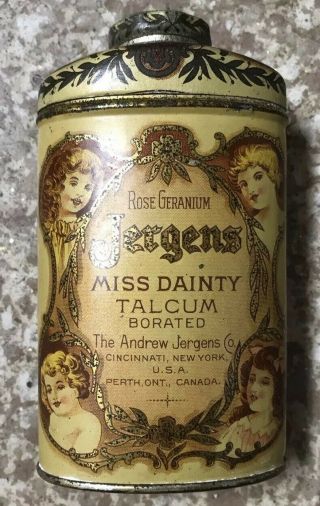 1 Can Violet Jergens Miss Dainty Talcum Tin Out Of Case
