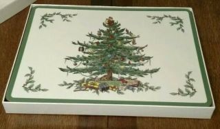 Pimpernel Spode Christmas Tree Cork Back Placemats Set Of 6 Vintage 12 " X 9 "
