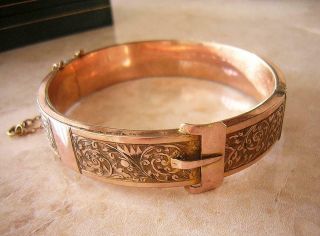 Antique Victorian Rolled Gold Buckle Bracelet 1890 Rose Gold 17.  4 Gms