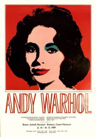 Vintage Pop Art Poster Andy Warhol Retrospective 1990 Elizabeth Taylor