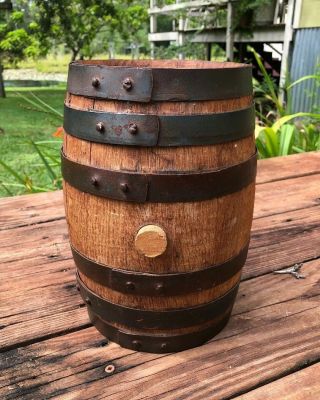 Vintage Small Oak Wood Distillery Whiskey Bourbon Scotch Keg Barrel Bar Decor