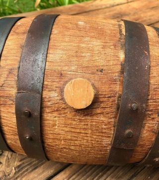 Vintage Small Oak Wood Distillery Whiskey Bourbon Scotch Keg Barrel Bar Decor 2