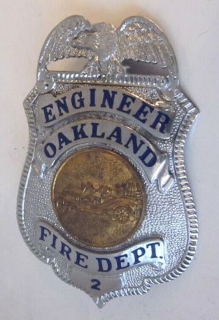 Obsolete Oakland Fire Department Engineer No 2 Badge Ed Jones & Co.  Oakland,  Cal