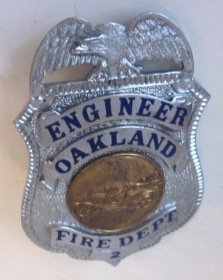 obsolete Oakland Fire Department Engineer No 2 badge Ed Jones & Co.  Oakland,  Cal 2