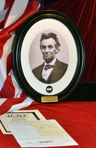 Abraham Lincoln Signed Autograph In His Hand " There " Frame,  Uacc,  Brick