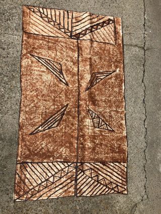 Vintage Siapo Samoan Bark Cloth Authentic Polynesian Tapa Wall Art 5.  7’ X 3.  3’