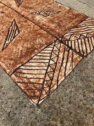 Vintage Siapo Samoan Bark Cloth Authentic Polynesian Tapa Wall Art 5.  7’ x 3.  3’ 2