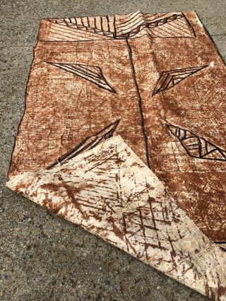 Vintage Siapo Samoan Bark Cloth Authentic Polynesian Tapa Wall Art 5.  7’ x 3.  3’ 3