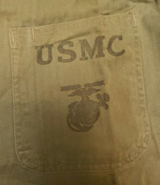 USMC Jacket WW2 HBT Herringbone Twill Marines Uniform Named to O.  J.  Taborelli 2