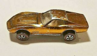 1968 Mattel Hot Wheels Custom Corvette " Red Line " (gold) Classic Usa Muscle Car