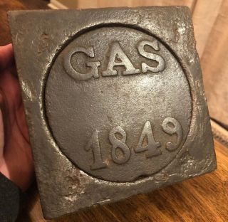 Antique Cast Iron Natural Gas Cap Cover Valve 1849 Marker Steampunk Doorstop