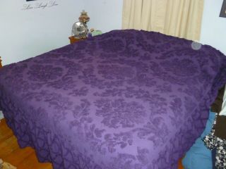 Ginny ' s Purple Violet Chenille King Size Bedspread,  No Rips,  Tears,  Cotton 2