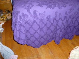 Ginny ' s Purple Violet Chenille King Size Bedspread,  No Rips,  Tears,  Cotton 3