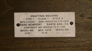 Vintage Military Charles Bruning Vard Newport Drafting Machine,  Wooden Box 2792 2