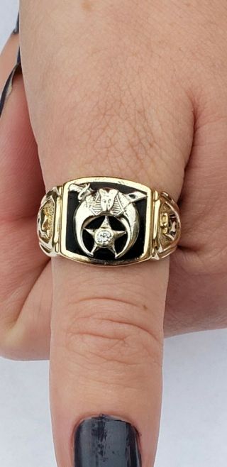 Shriner Masonic 14k Gold Ring Wefferling Berry With Diamond Size 9.  5 14.  8 Grams