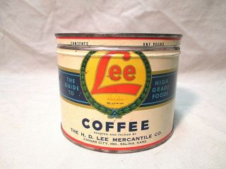 Vintage Lee Brand One Pound Coffee Tin Can Salina Kansas Hd Lee Mecantile