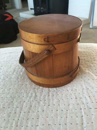 Antique Wood Bucket/pail Firkin Style.  Salt/sugar Farm Style