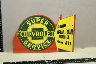 Chevrolet Service Dealer Porcelain Metal Sign Gas Oil Service