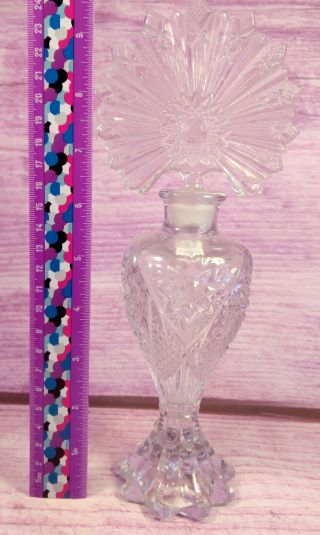 Irice Art Deco Clear Crystal Glass Perfume Bottle Sunburst Fan Stopper VTG 10 