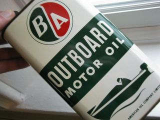 Outboard Oil Can 1 Imperial Quart Ba British American Oil Tin Vintage Canada