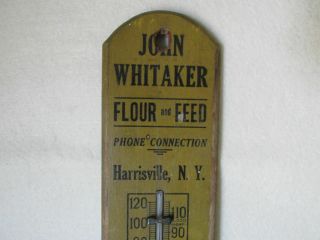 Antique Wood Advertising Thermometer John Whitaker Flour & Feed 2