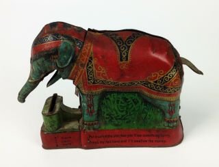 Royal Trick Elephant Bank - Antique 1912 German Tinplate Mechanical Money Box 2