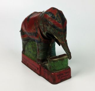 Royal Trick Elephant Bank - Antique 1912 German Tinplate Mechanical Money Box 3
