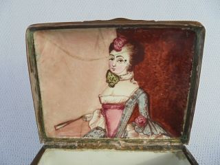 ANTIQUE FRENCH ENAMEL BOX HAND DECORATED WITH FIGURES IN 18TH CENTURY DRESS 3