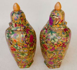 Vintage Pair Tall Porcelain Chinese Famille Rose Vases Ginger Jars 16 