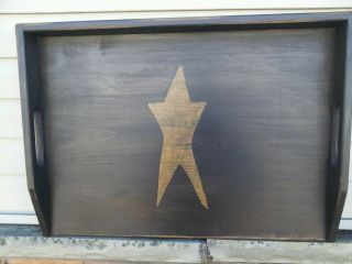 Primitive Country Stove Cover Noodle Board Hand Crafted Black W/mustard Star