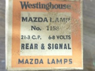 Box of 10 NOS Westinghouse Mazda Lamps 1158 Light Bulbs 6 - 8 volt Rear & Signal 2