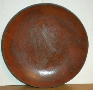 Early Pa.  Redware Dish Plate Coggled Edges No Damage 8 3/4 Inch Diameter