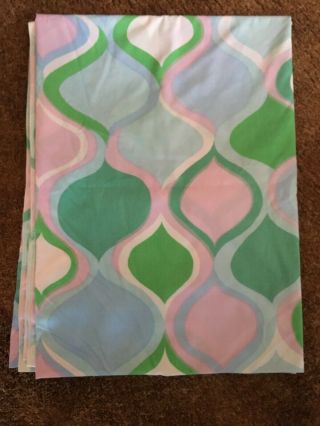 Vintage Cannon Monticello Twin Flat & Fitted Sheets Mod Geometric Atomic