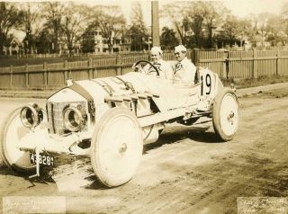 Ralph Mulford In His 6 Cylinder Knox.  Vintage Photo Auto Racing Ca 1915