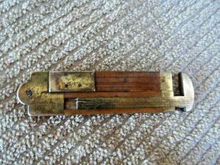 Vintage Chapin U.  S.  Standard Folding Brass & Wood Ruler Witn Caliper